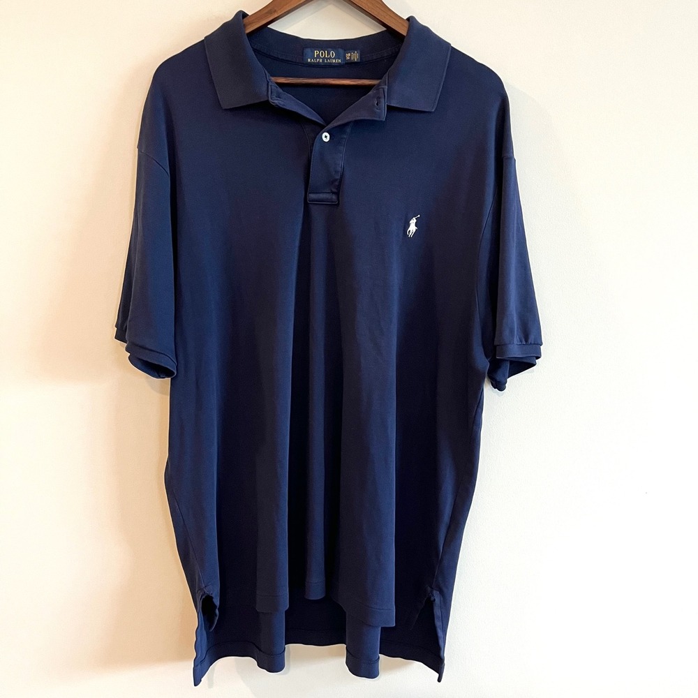 Polo Ralph Lauren Mens Navy Blue Cotton Short Sleeve Polo Shirt 2XB